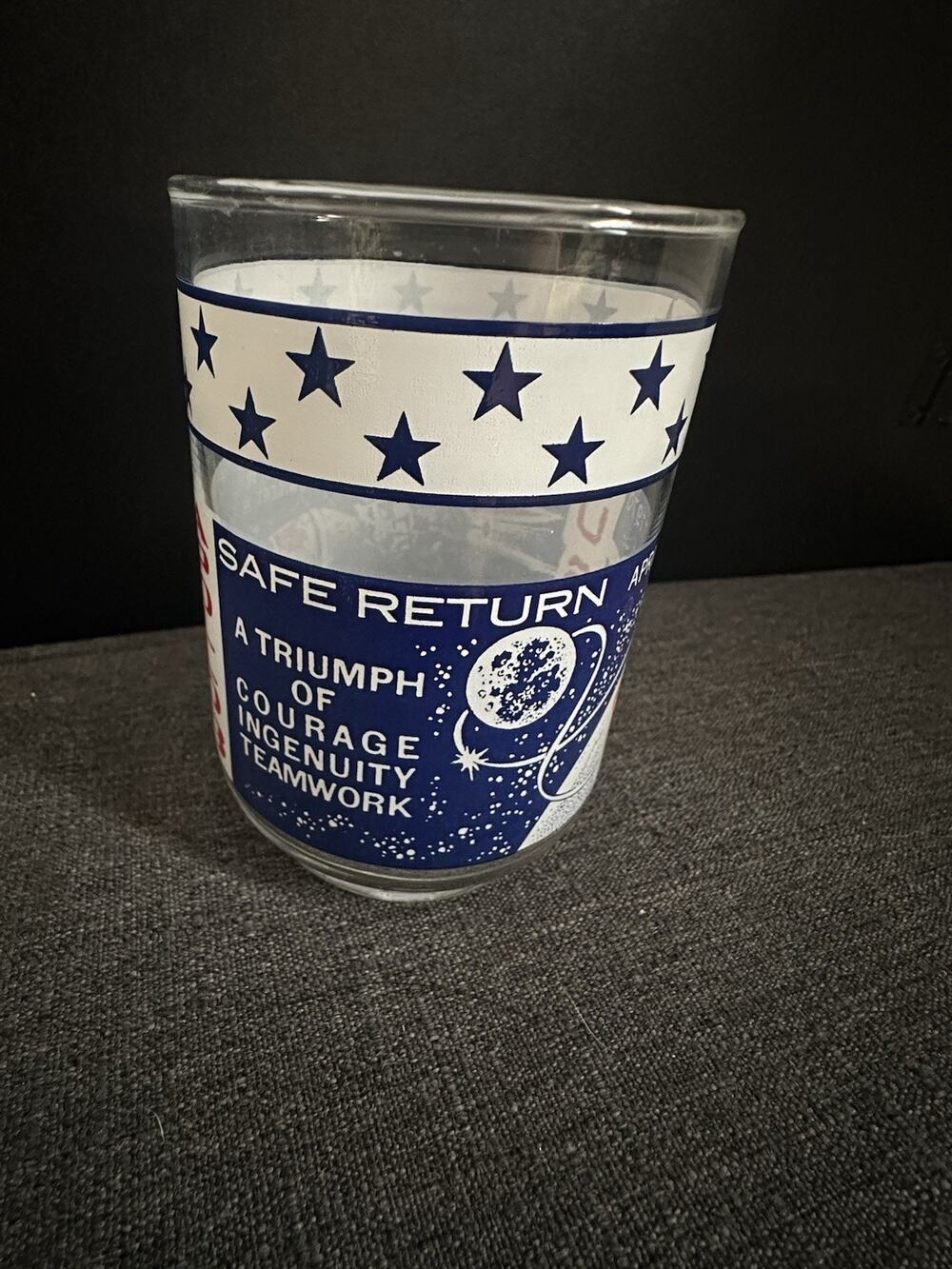 Vintage Apollo 13 Safe Return Aquarius Commemorative Glass NASA Space 4”